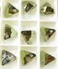 4 Stück Swarovski® Kristalle 6628 Xilion Triangle Pendant 12mm, Crystal Iridescent Green