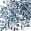 50 Stück Glasschliffperlen Würfel, 2,5mm, Bohrung ca. 1mm, Crystal Blue Luster