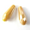 2 Stück facetierte Glas Tropfen, 14,5x6mm, Bohrung ca.1mm, Yellow Alabaster Light Gold Luster Full