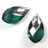 1 Stück Swarovski® Kristalle 6565, Met Cap Pear-shaped Pendant 22mm, Emerald Light Chrome