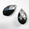 1 Stück Swarovski® Kristalle 6565, Met Cap Pear-shaped Pendant 22mm, Jet Light Chrome