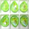 6 Stück K9 Glas Pear Drop 13x18mmm, Crystal Light Green DeLite Unfoiled