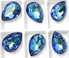 1 Stück K9 Glas Pear Drop 10x14mm, Crystal Bermuda Blue Foiled