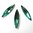6 Stück K9 Glas Navette 9,5x35mm, Emerald Foiled
