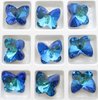 1 Stück K9 Glas , Butterfly 9x10mm, Crystal Bermuda Blue Foiled