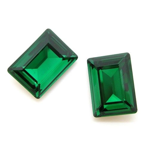 6 Stück K9 Glas Rectangle 13x18mm, Emerald Foiled